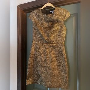 Diane Von Furstenberg slim fit mini dress sparkling gold on black